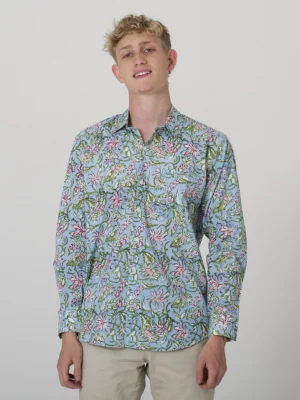 Arctic Floral - Men's Floral Indian Cotton Shirt