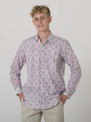Palm Blossom - - Men's Floral Indian Cotton Shirt