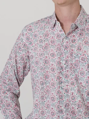 Palm Blossom Men's Indian cotton shirt - arm